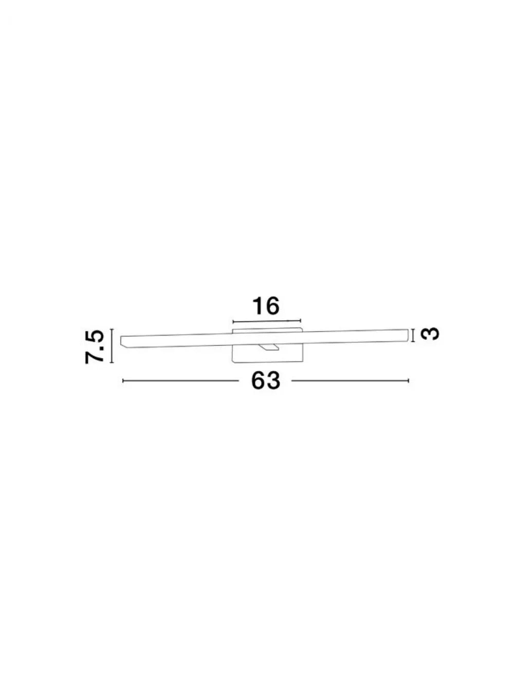 Aplica de perete structura din Aluminiu Negru si abajur din Acrilic Alb H7.5xL63cm IP44 18W 1513lm 3000k FLAT