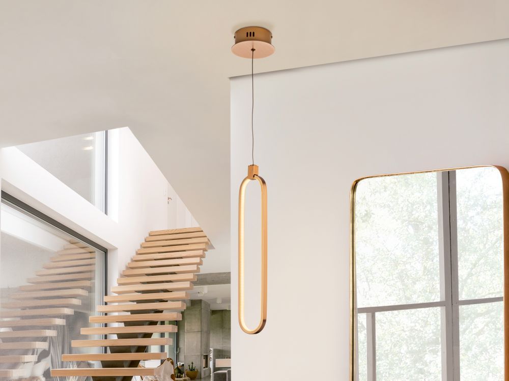 Pendul cu inaltime reglabila din Metal Rose gold cu LED D13xH150cm Colette