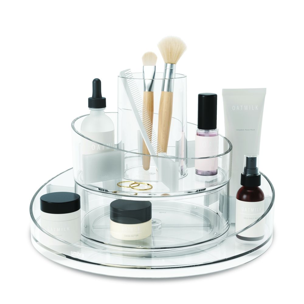 Organizator cosmetice din Acrilic Alb L25xH17cm Cascada
