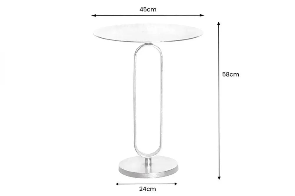 Masuta laterala din Metal Argintiu L45xH60cm Elegance