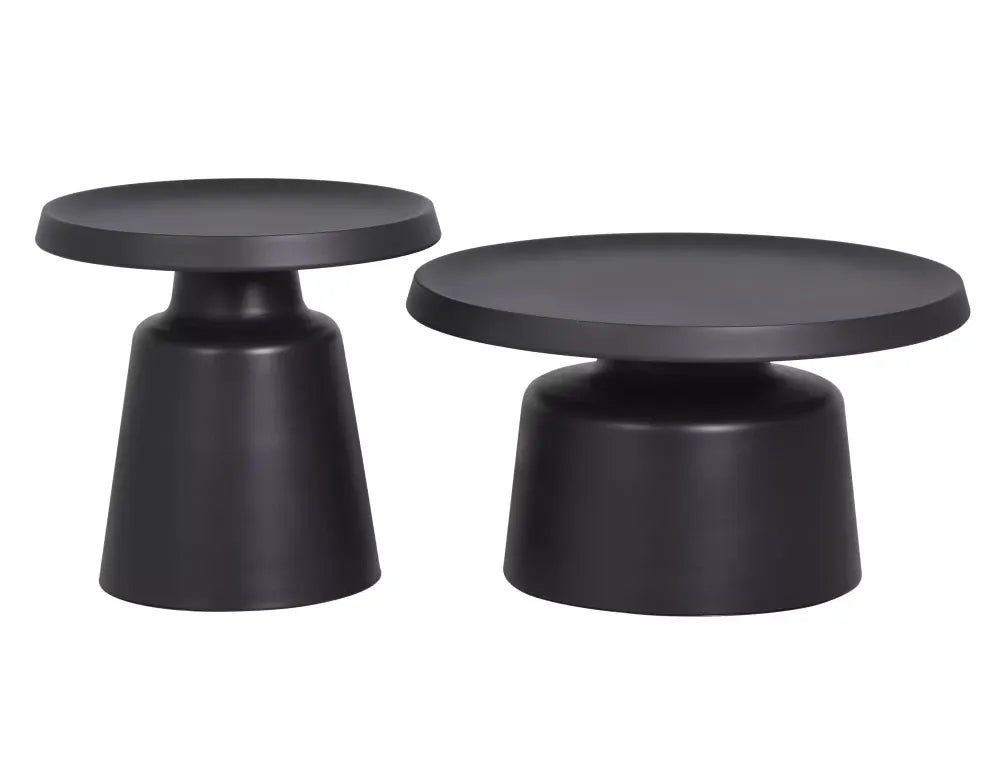 Set 2 masute de cafea Rotunde Metal Negru mat D70/50xH39/48cm Rodos