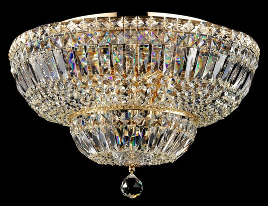 Candelabru Rotund din Metal si Cristal Auriu/ Basfor D46xH32cm
