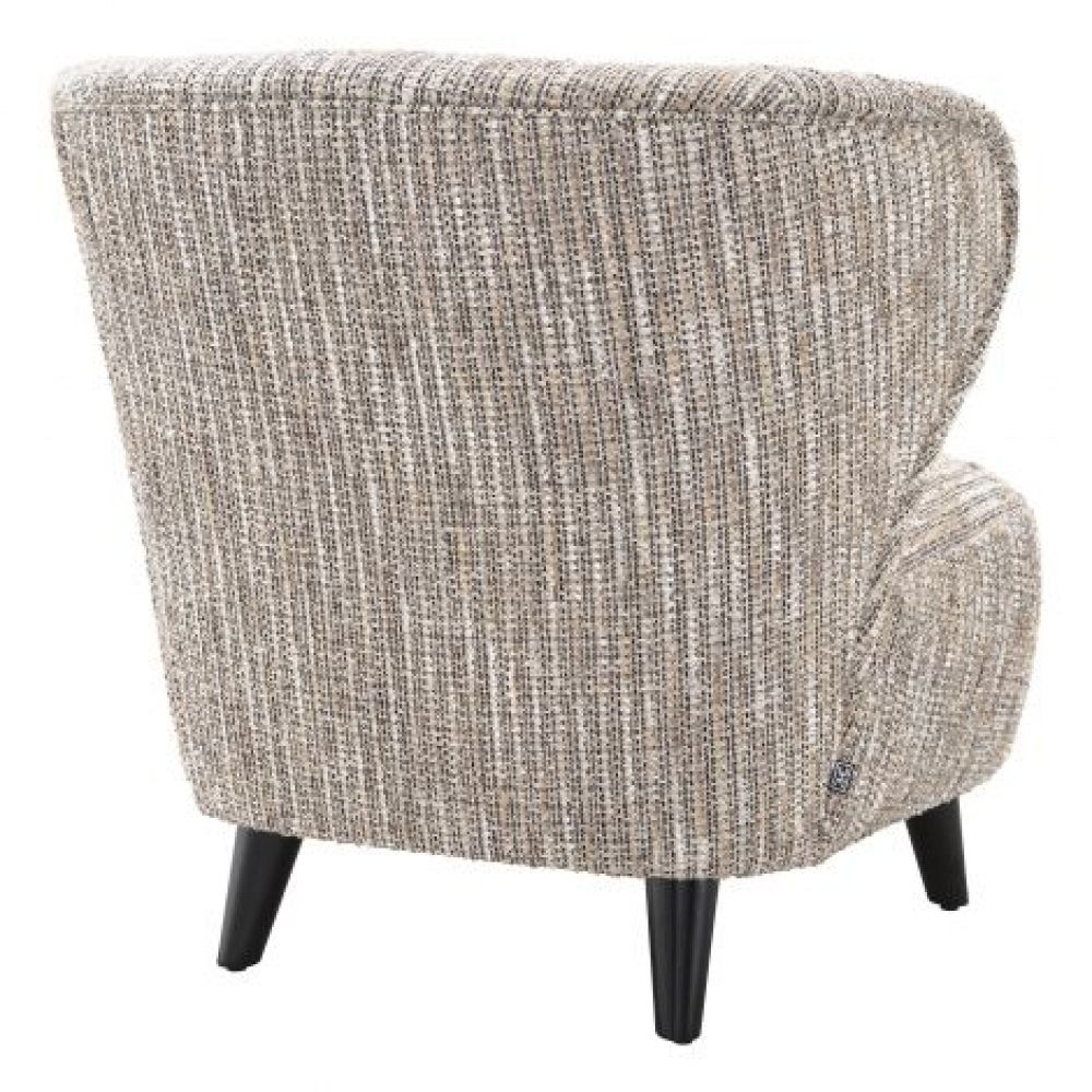 Fotoliu tapitat cu Material Textil Bej cu baza din Metal Negru H73xL75xA82cm Hydra