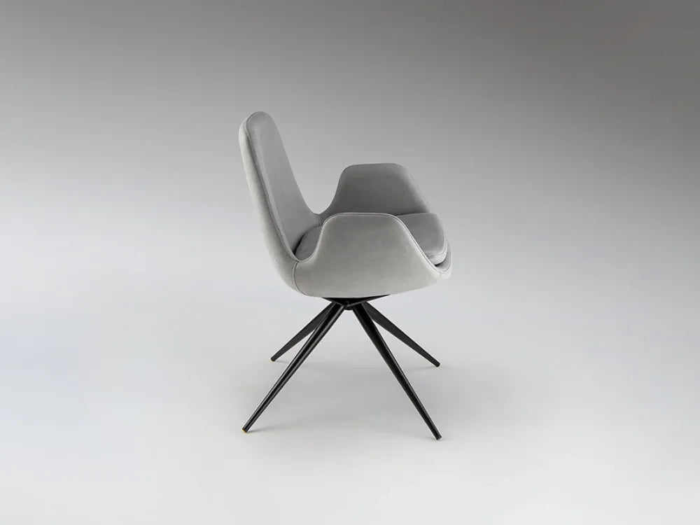 Scaun rotativ din Metal Negru si Poliester Gri L59xH80cm Zuna