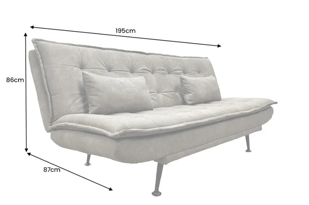 Canapea cu functie pat tapitata cu Microfibra Gri taupe L195cm Jazz