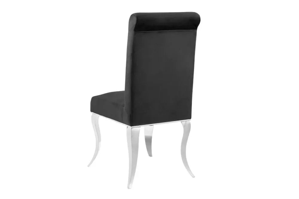 Set 2 scaune tapitat cu Catifea Negru si picioare din Metal Argintiu H105xL46xA56cm MODERN BAROCK