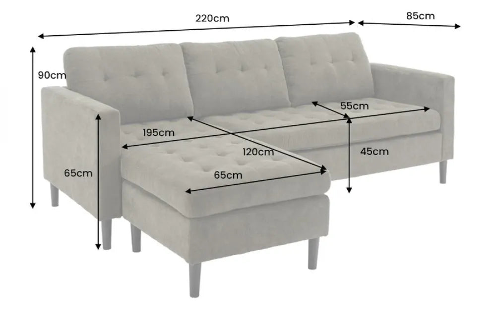 Coltar 3 locuri reversibil tapitat cu Catifea raiata Maro L220cm Stockholm