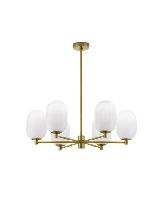 Lustra structura din Metal Auriu si abajur din Sticla Alb H62xL65cm IP20 BALOR