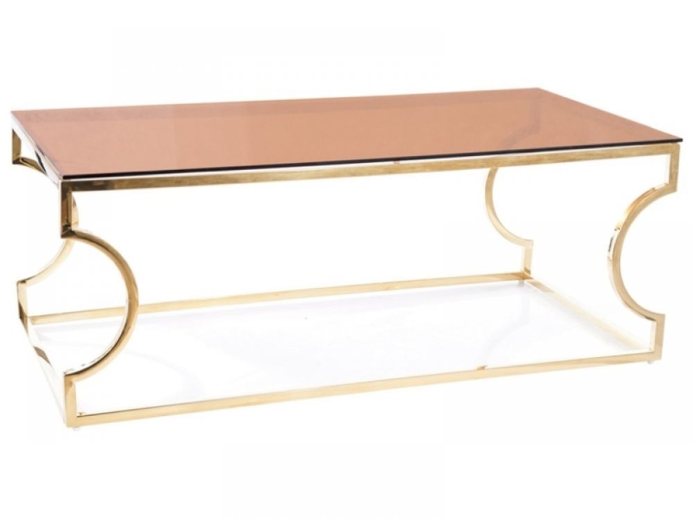 Consola din Sticla securizata si Metal roz/Auriu Kenzo L120xH40cm