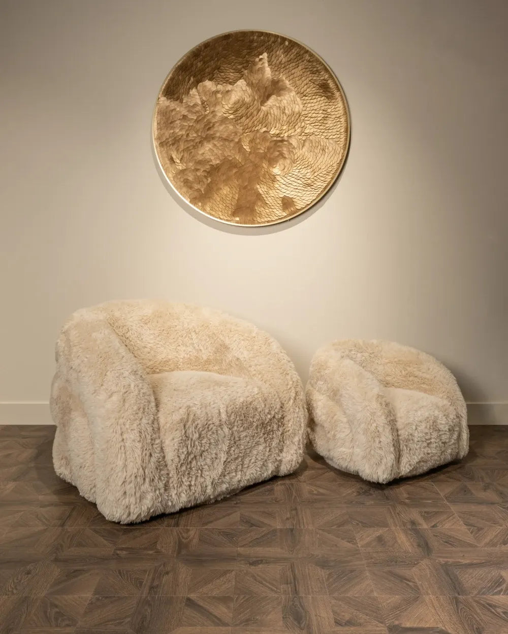 Fotoliu rotativ pentru copii tapitat cu Blanita artificiala Bej L65xH48.5cm Lenny