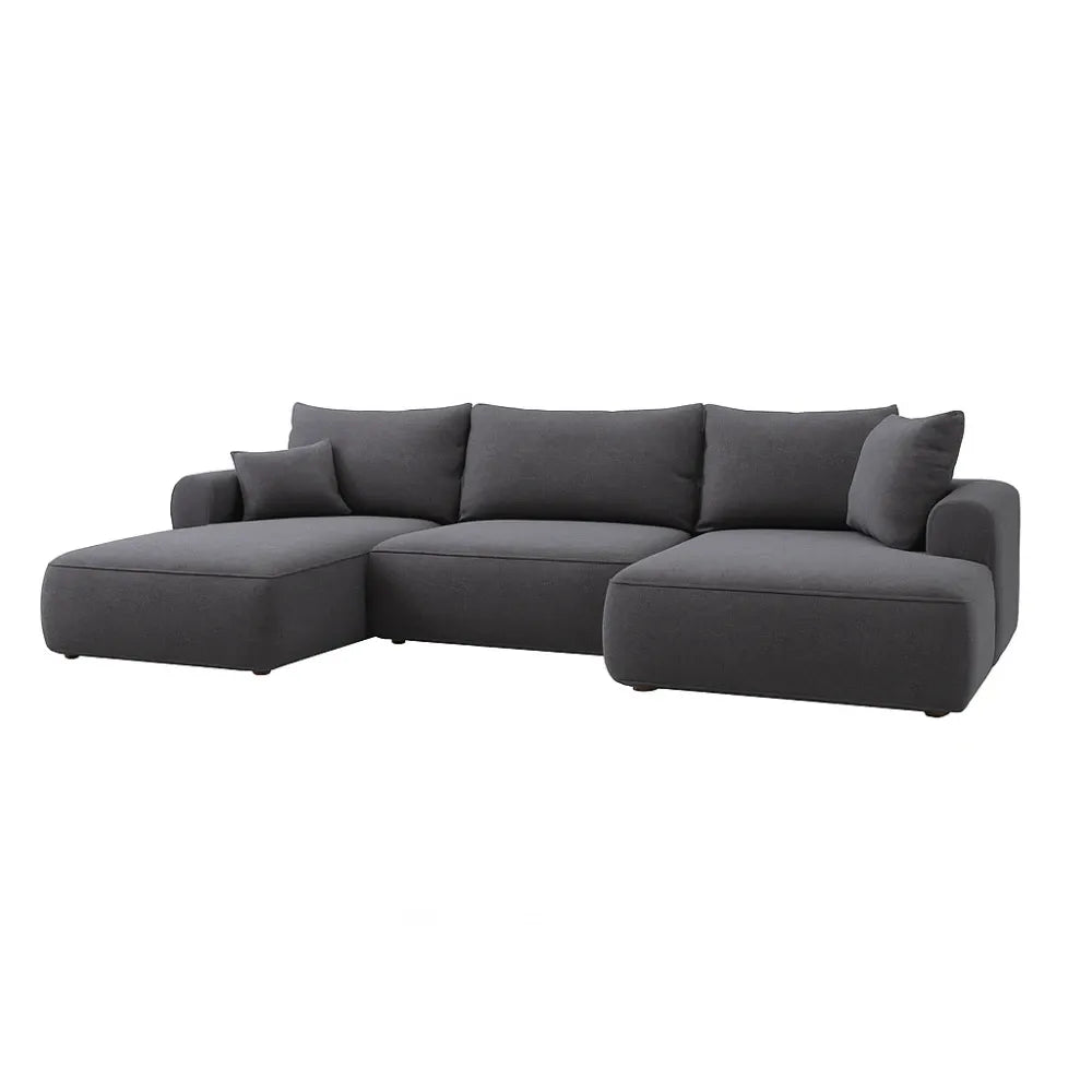 Coltar extensibil catifea vogue gri inchis cu lada depozitare Nubio III 364x159cm