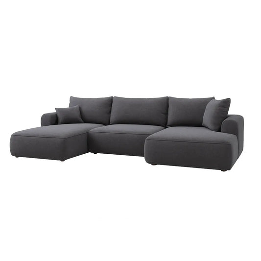 Coltar extensibil catifea vogue gri inchis cu lada depozitare Nubio III 364x159cm
