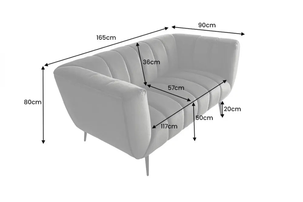 Canapea 2 locuri tapitat cu Catifea Gri L165cm Noblesse