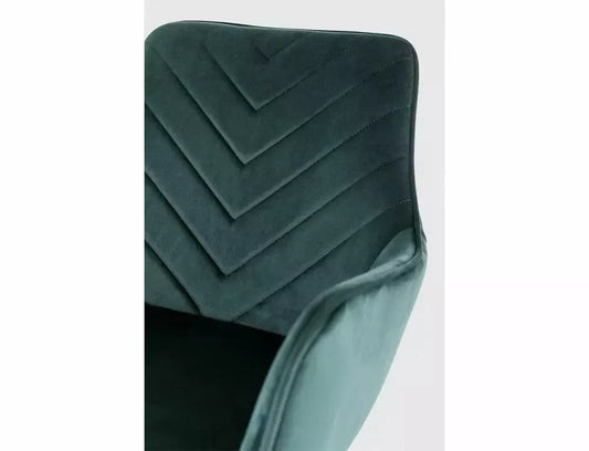 Scaun tapitat cu Catifea Verde cu picioare din Metal Negru H85xL57xA47cm Fig