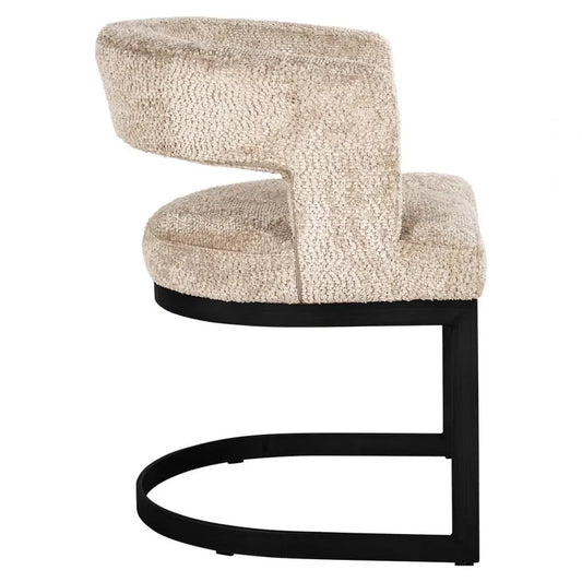 Scaun tapitat cu Stofa be lovely Bej cu picioare din Metal Negru H78xL64xA60cm Ellis Richmond interiors