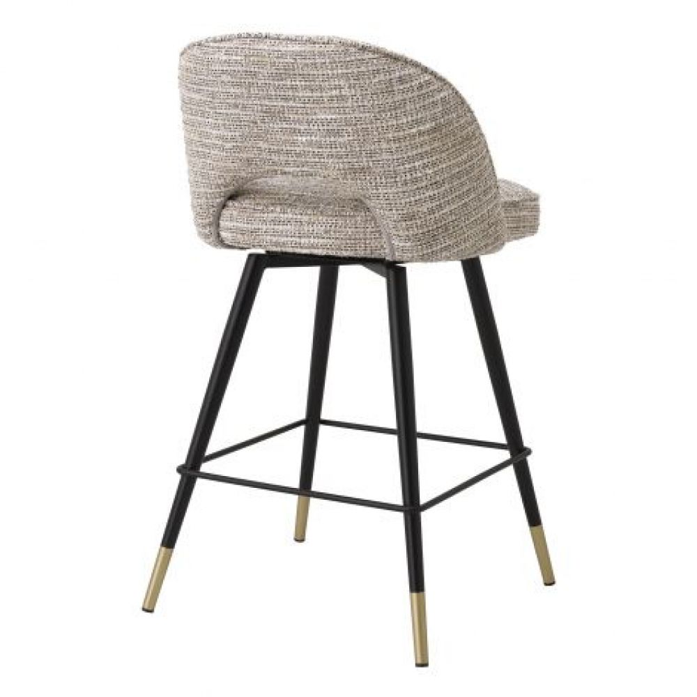Set 2 scaune de insula rotative tapitat cu Material Textil Bej cu picioare din Metal Negru/Auriu H93xL51xA52cm Cliff