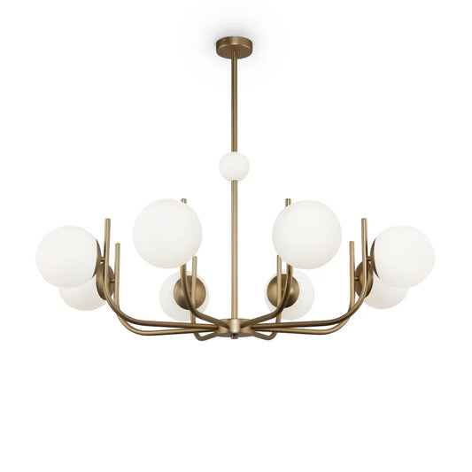 Lustra rotunda din Sticla Alb cu 8 becuri D103xH79cm Rendez-vous