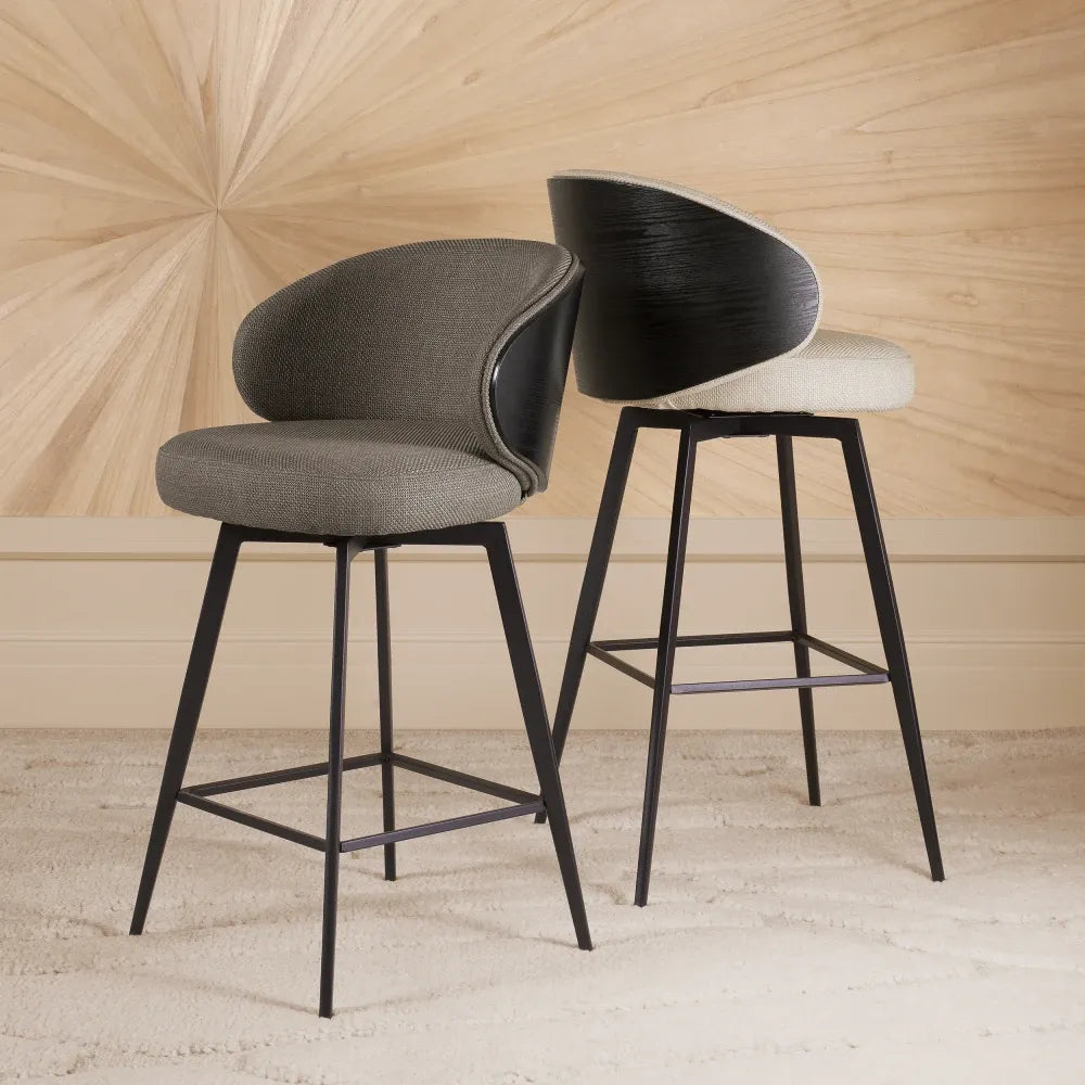 Scaun de insula rotativ tapitat cu Stofa Bej sand L57xA52xH92cm Camerota Eichholtz