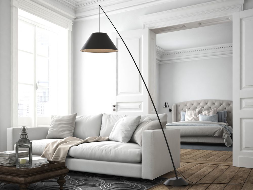 Lampa de podea Junco Negru 1xE27 H240cm L160cm
