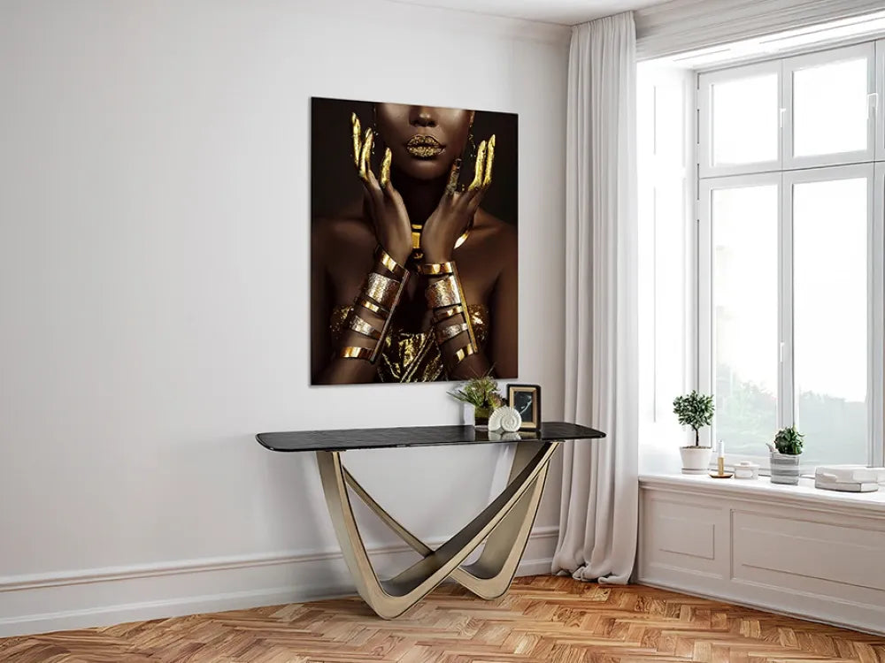 Consola din Metal Bronz si Sticla Gri L150xH76cm Genesis