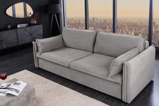 Canapea extensibila de 3 locuri tapitat cu Catifea raiata Gri L215cm Apartment