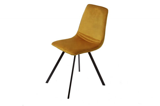 Set 4 scaune tapitat cu Catifea Galben cu picioare din Metal Negru H83xL47xA59cm Amsterdam