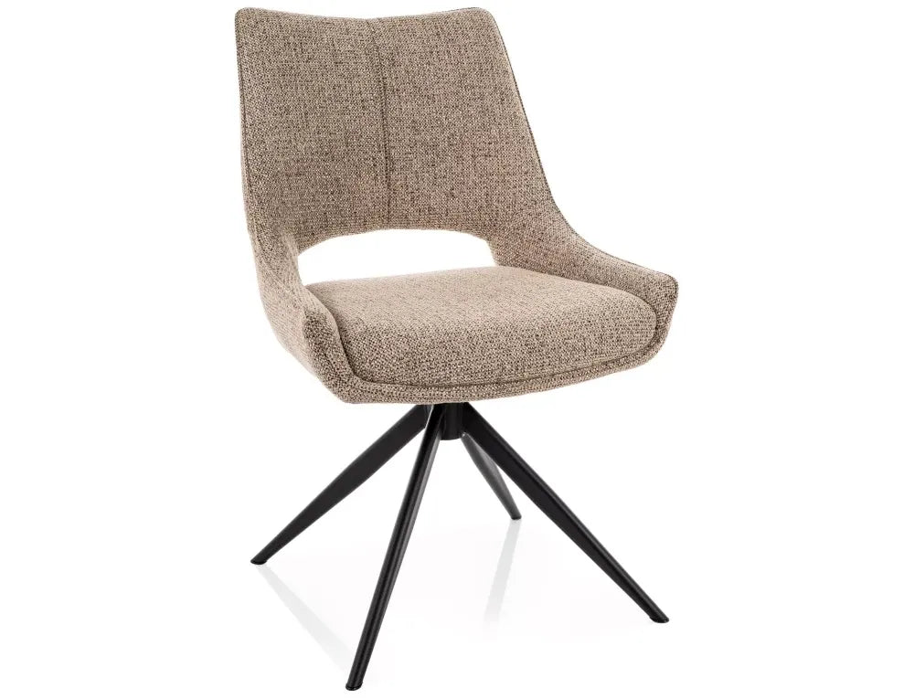Set 2 Scaune rotative din Stofa Bej inchis si Metal Negru H87xL56xA60cm Fino I