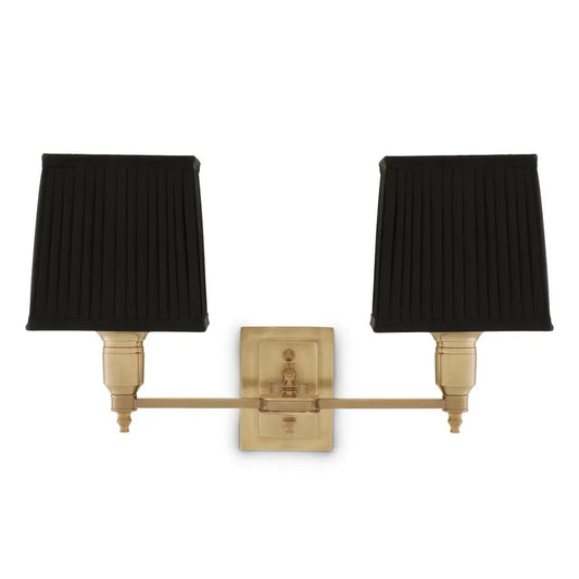 Aplica de perete din Metal Alama si Stofa Negru H27xL43cm Lexington Double Eichholtz