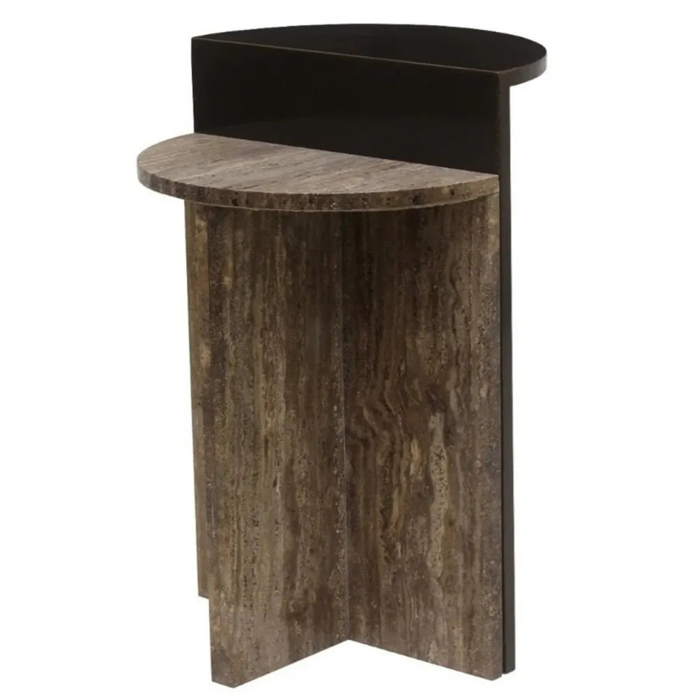 Masuta laterala din MDF/Metal Maro si Travertin Maro D40xH60cm Russo Richmond interiors
