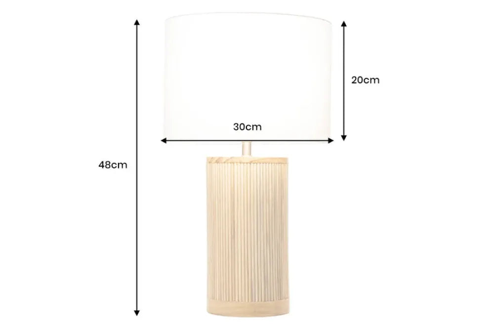 Veioza din Lemn Maro si Textil Alb D30xH48cm GATSBY