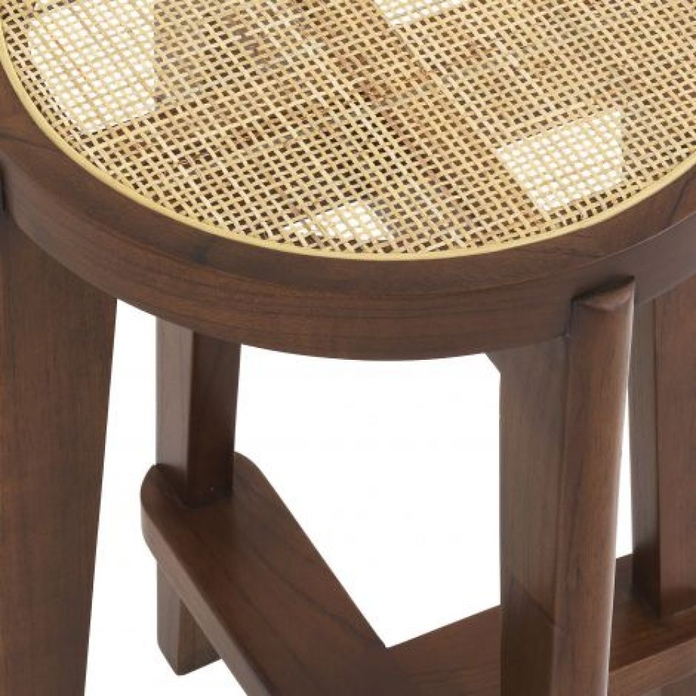 Scaun de insula din Ratan Bej cu picioare din Lemn Maro H67xL44xA44cm Dareau