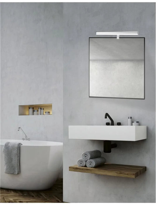Aplica de perete structura din Aluminiu Argintiu si abajur din Acrilic Alb H6.5xL49cm IP44 12W 1174lm 3000k VANESE