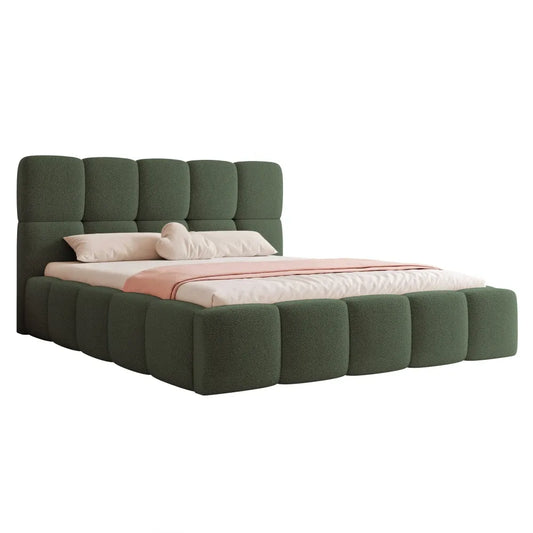 Pat 200 x 200 tapitat cu Stofa boucle Quelle Verde Livia