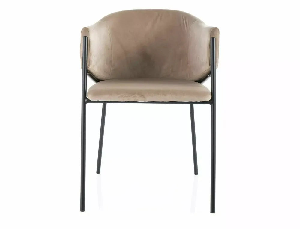 Scaun tapitat cu Catifea Bej cu picioare din Metal Negru H77xL55xA45cm Bono