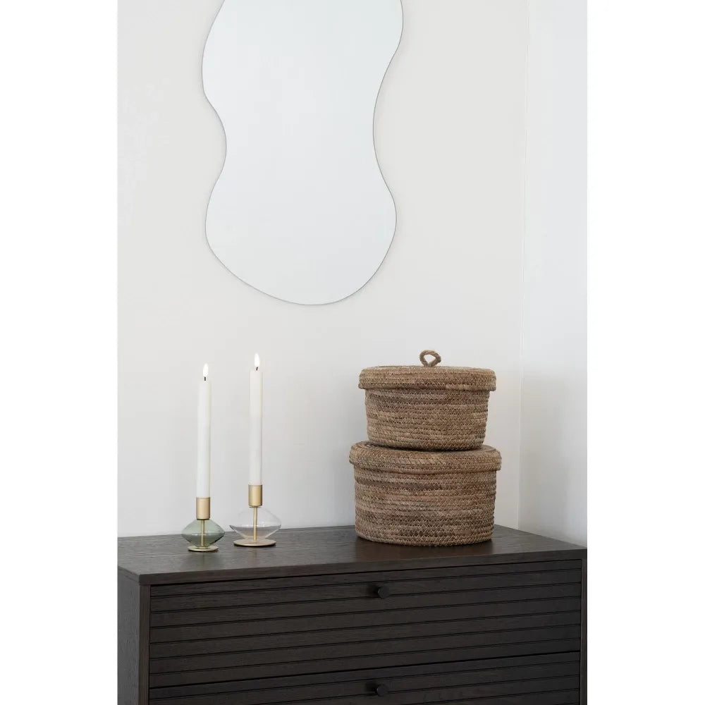 Comoda 4 setare din Furnir de stejar/MDF Maro inchis si Metal Negru L80xH85cm Kyoto