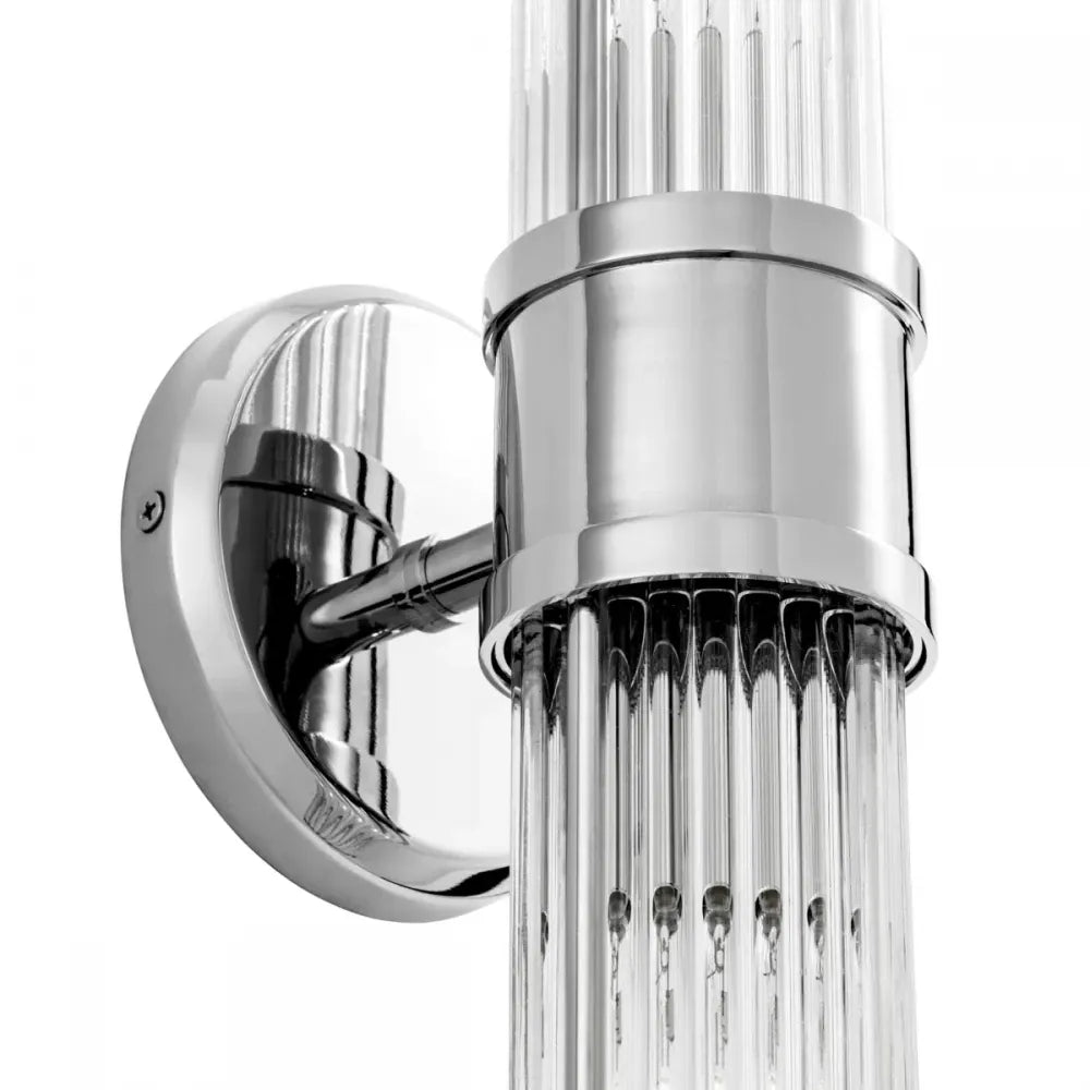 Aplica de perete din Metal Argintiu si Sticla Transparent H46.5xL12cm Claridges Double Eichholtz