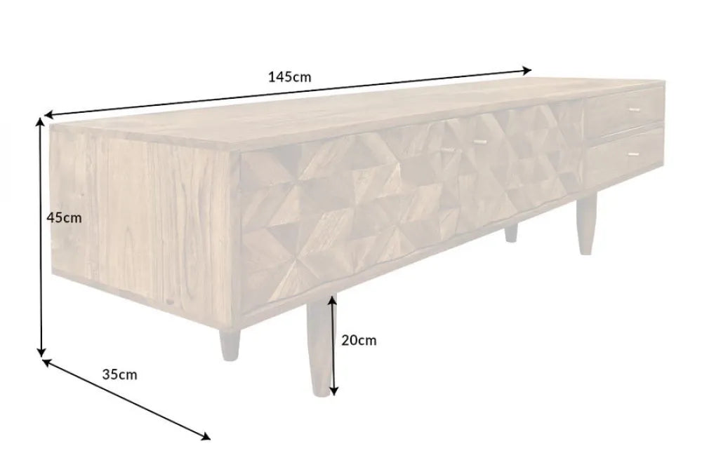 Comoda TV suspendata din Lemn de salcam Maro L145xH45cm ALPINE