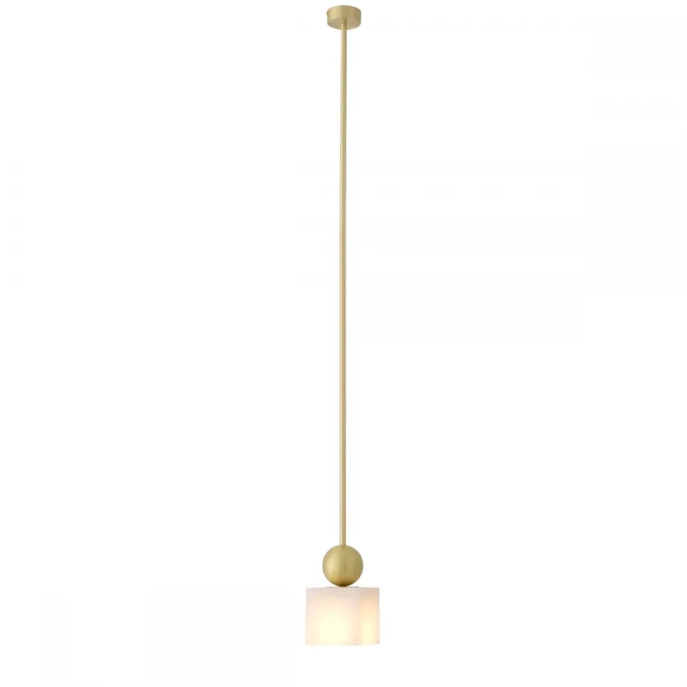 Pendul din Metal Alama si Alabastru Alb H24xL12cm Etruscan Square Eichholtz