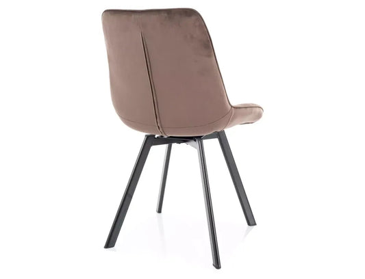 Set 2 scaune din Catifea Maro cappuccino si Metal Negru Hx88Lx51xA60cm Monti