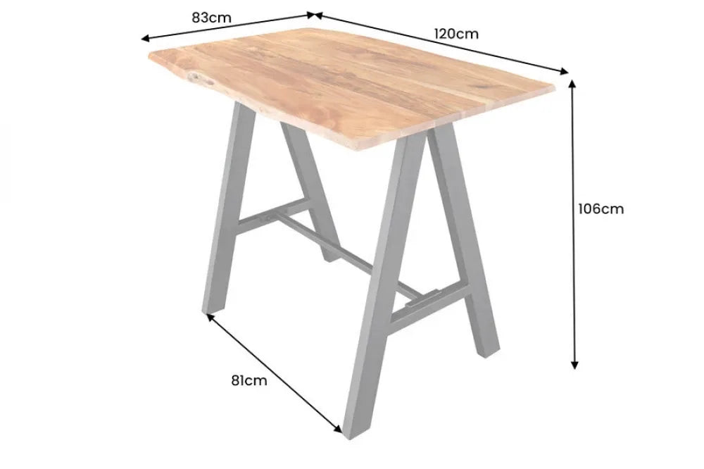 Masa bar din Lemn de salcam Maro si Metal Negru L120xH106cm Mammut