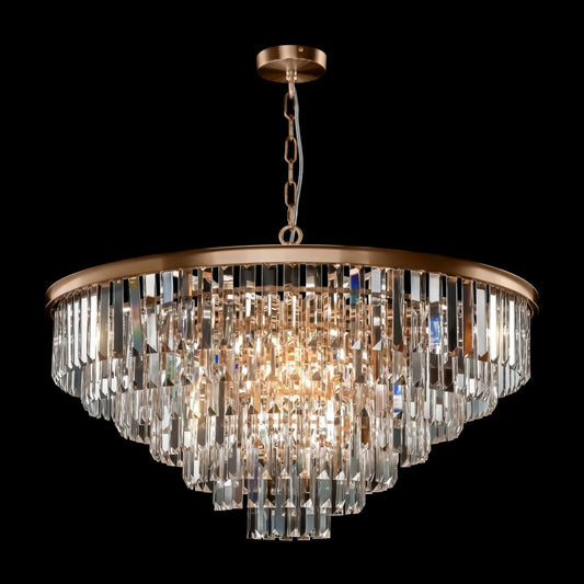 Lustra rotunda cu inaltime reglabila din Cristal Transparent cu 16 becuri D80xH127cm Revero