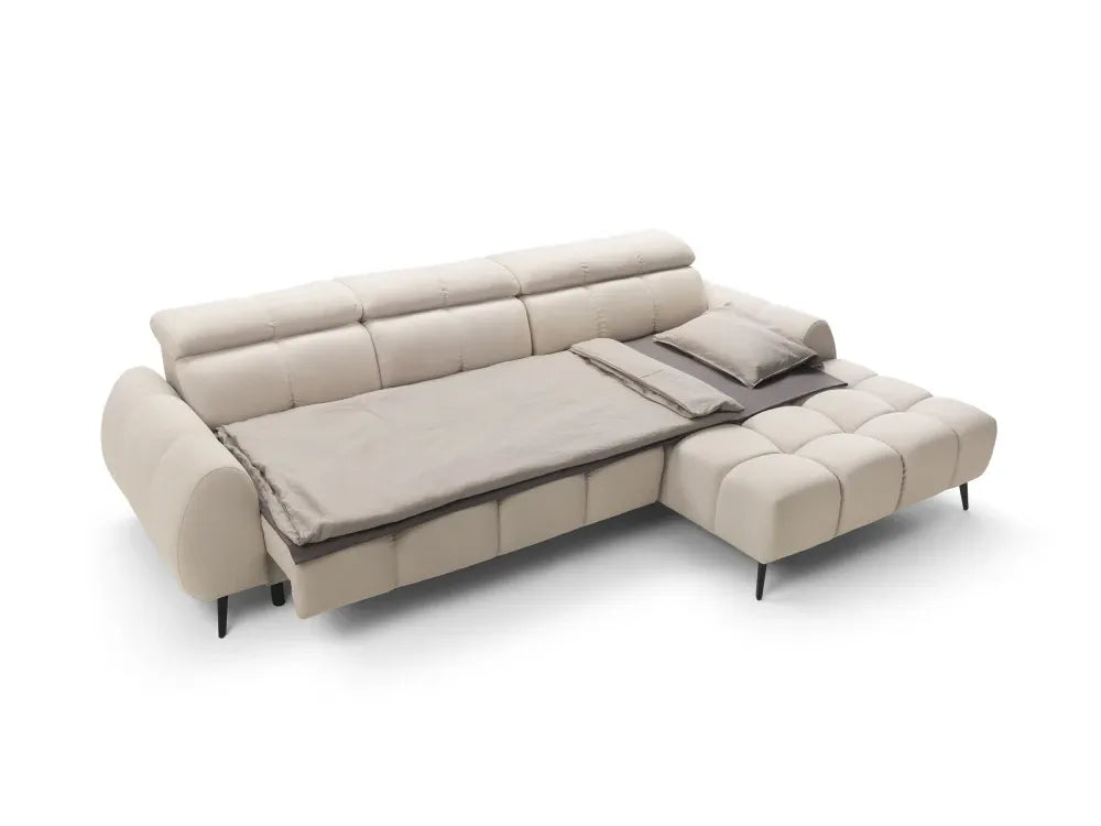 Coltar extensibil electric tapitat cu Catifea Bej Piano