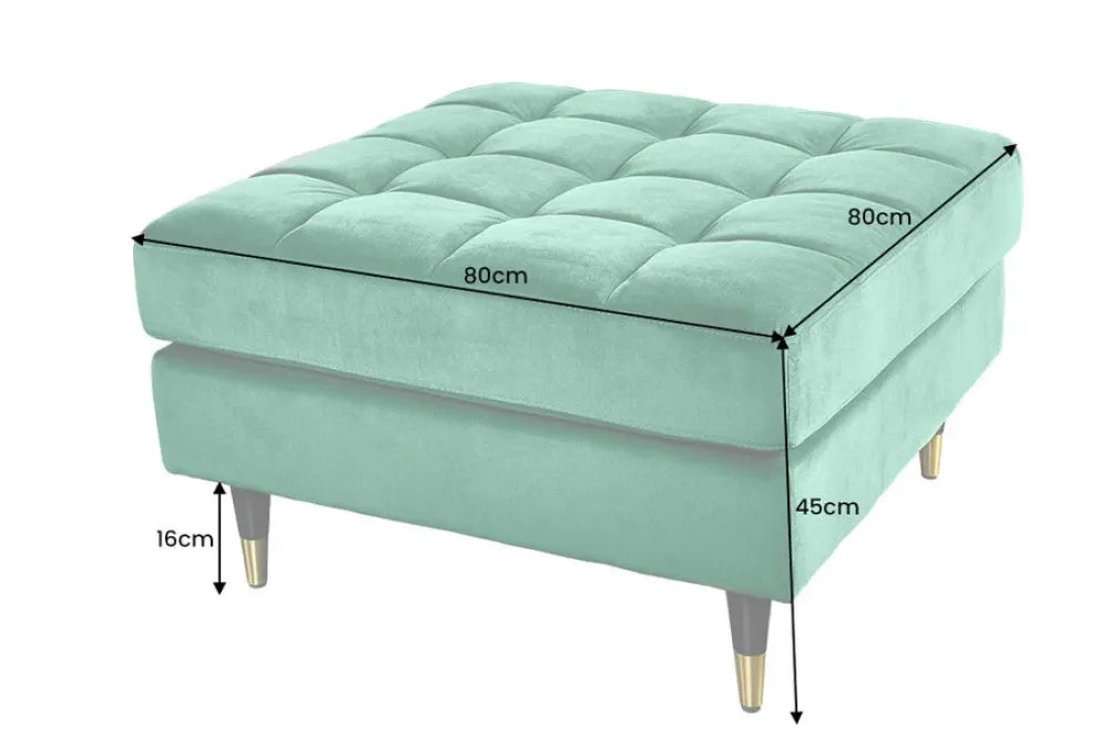 Puf din Lemn/Metal Negru/Auriu si Catifea Verde H45xL80cm Cozy