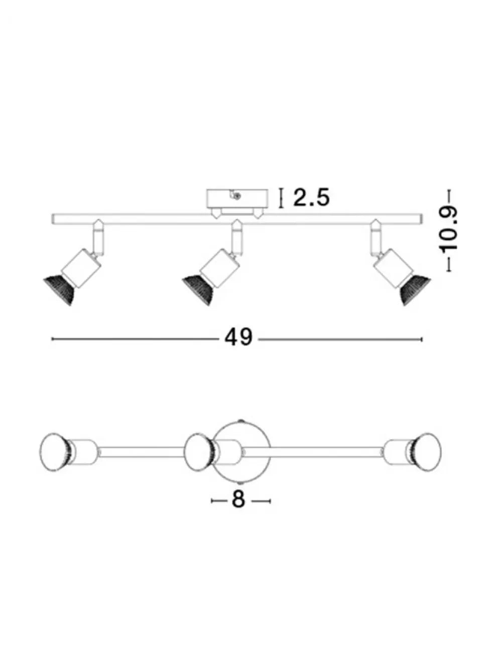 Plafoniera din Metal Alb H10.9xL49cm IP20 BASE