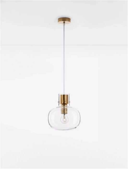 Pendul structura din Metal Alama si abajur din Sticla Transparent H228xL22cm IP20 CINZIA