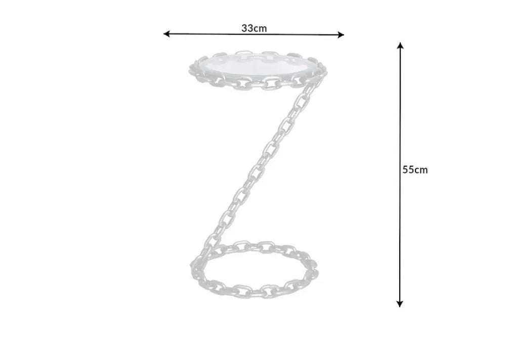 Masuta laterala din Sticla securizata Transparent si Metal Argintiu L33xH55cm Chain