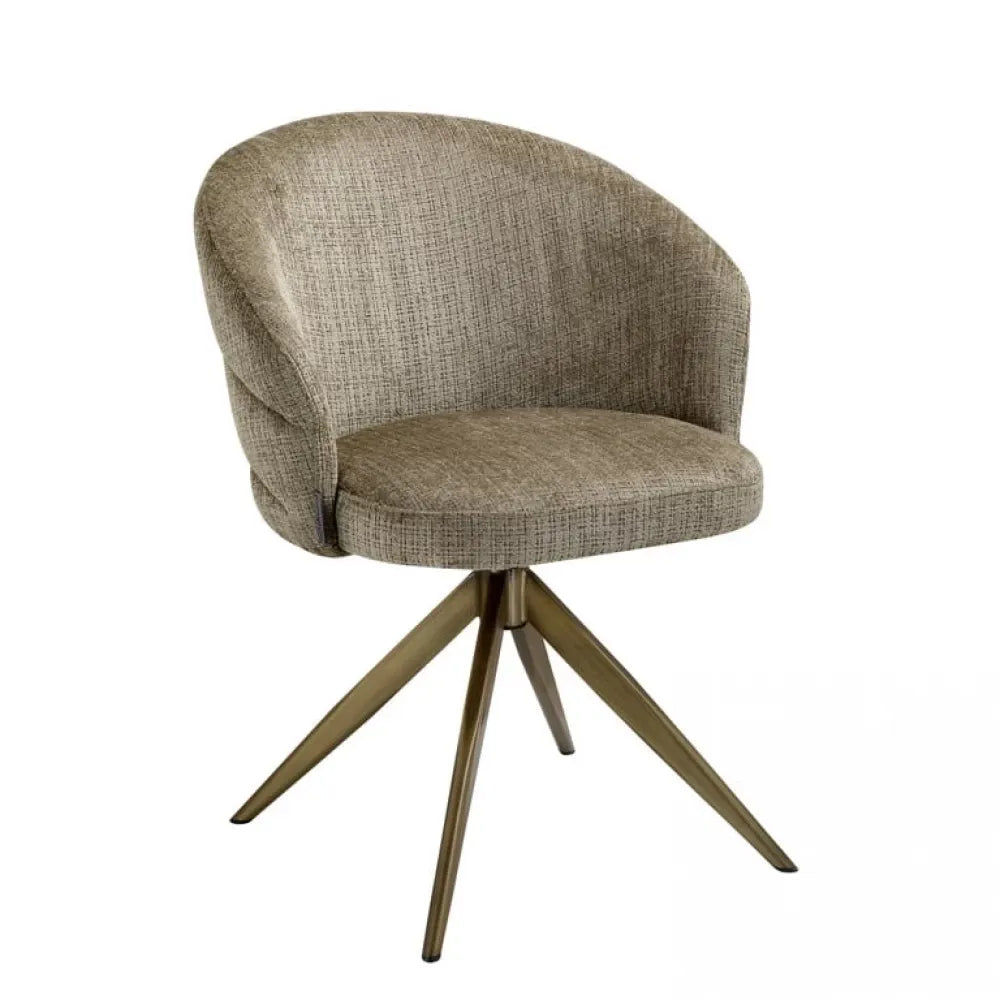 Scaun tapitat cu Chenille Maro cu picioare din Metal Auriu H79.5xL63xA61cm Zendaya Richmond Interiors