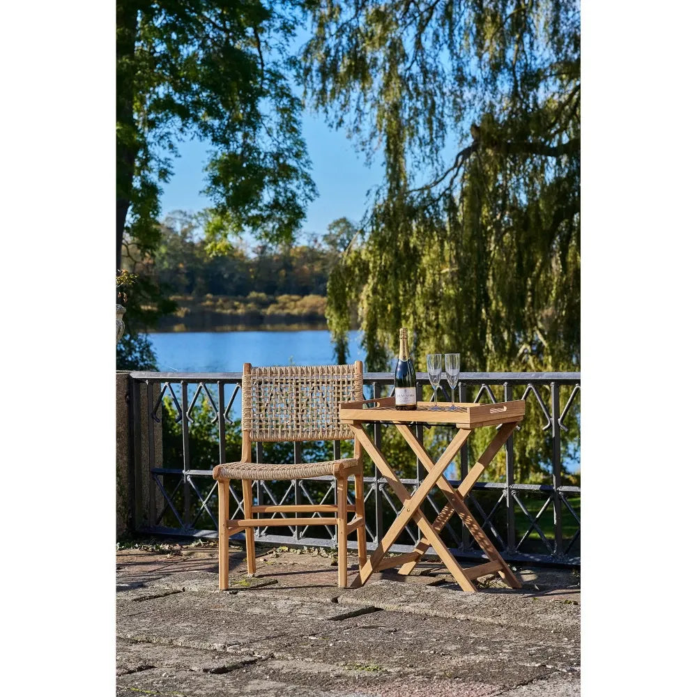 Set 2 scaune de exterior din Lemn de tec Maro si Ratan Maro H90xL50xA56cm Derby