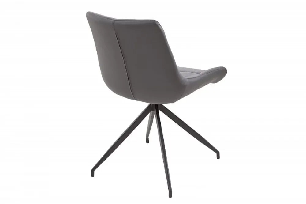 Scaun tapitat cu Stofa/Piele artificiala Gri cu picioare din Metal Negru H86xL57xA61cm Divani