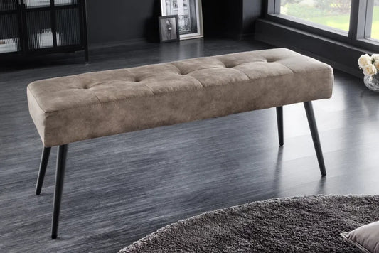 Bancheta din Metal Negru si Microfibra Maro taupe H45xL100cm Boutique